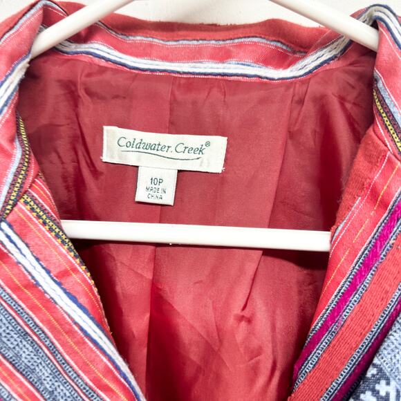 Coldwater Creek Womens Blazer Jacket Southwestern Boho Denim Artsy Multi 10P - Picture 2 of 3